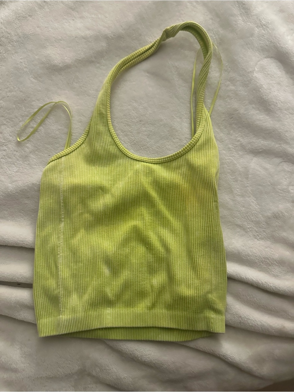 American Eagle Outfitters Neon Lime Ribbed Halter Tank